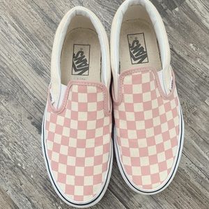 pink and white checkered vans